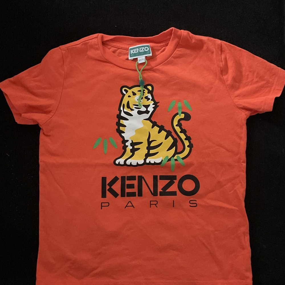 Kenzo Kids Vibrant Orange Tee with Tiger Design